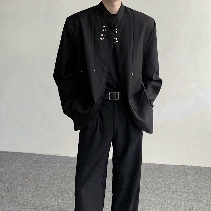 Рубашка-пиджак с плечевыми накладками для мужчин в китайском стиле XZ23-5135, костюм-блузка, топ для мужчин