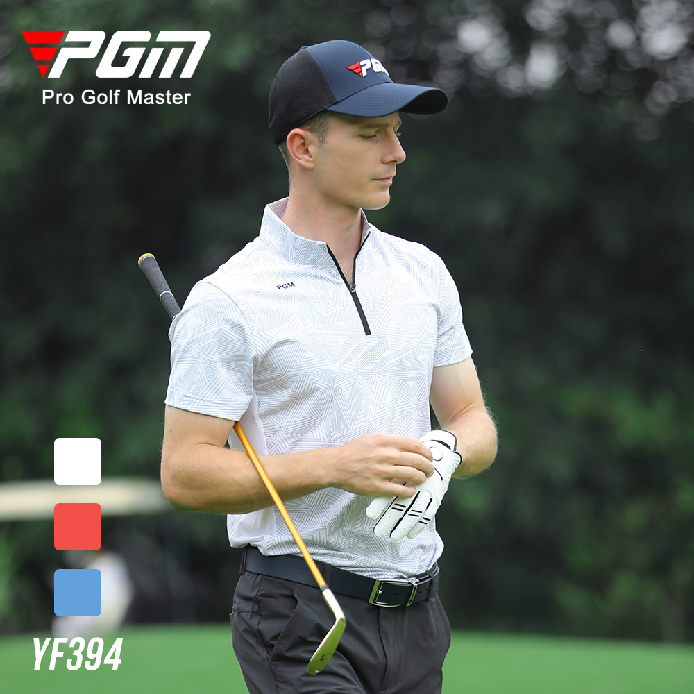 Áo thun nam golf ngắn tay vải thể thao co giãn PGM — YF394 màu trắng, YF394 màu xanh, YF394 Màu Đỏ