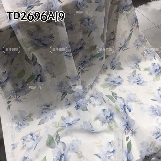 Spring and summer new chiffon fabric elegant temperament flower can be developed flower digital factory direct spring and summer printing