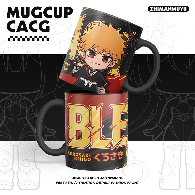 Kurosaki Ichigo Fan Anime Peripheral Ceramic Mug Bleach Winter Lion Lucia Water Cup