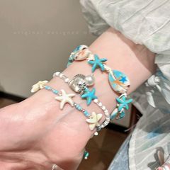 海边度假~蓝色贝壳海星手链女海岛串珠配饰手串2025新款叠戴手饰