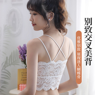 Beautiful Back Sexy Cross Shoulder Strap Sling Wrap Chest No Steel Ring Base Anti-Light Sling Sling Girl's Tube Top Small Vest