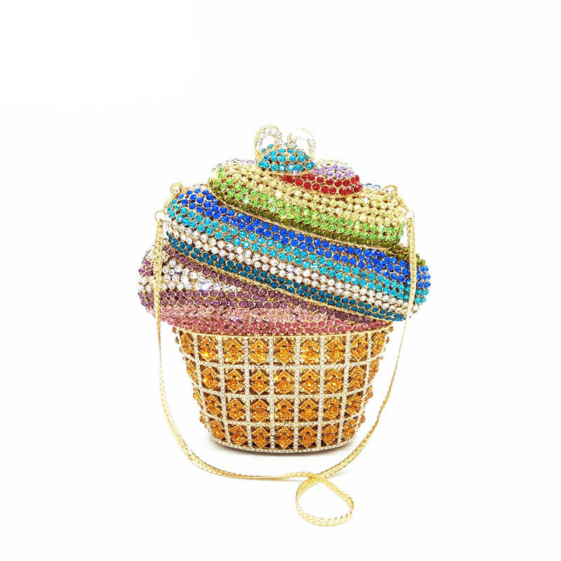 helados transfronterizos llenos de diamantes bolsas de banquete de cristal metal vacío bolsas de mano caja dura bolsas de maquillaje de mujer