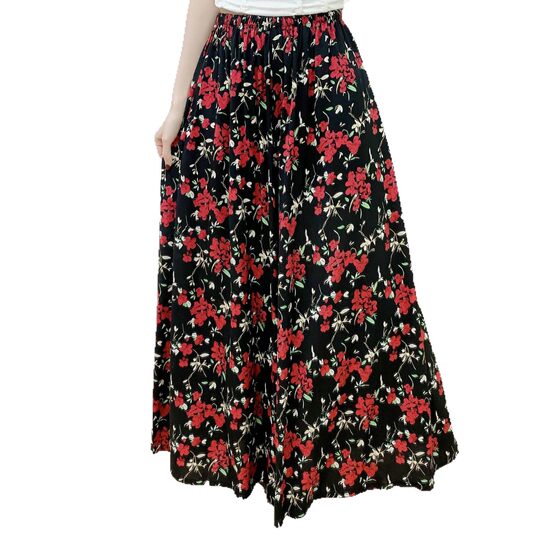 Cotton Silk Pajama Pants Women's Summer New Plus Size Artificial Cotton Home Pants Thin Simple Casual Outwear Skirt Pants