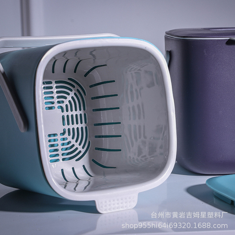 Creative and Simple Household Portable Trash Can Plastic Drum-Shaped Garbage Storage Bucket with Lid Kitchen Desktop Trash Can