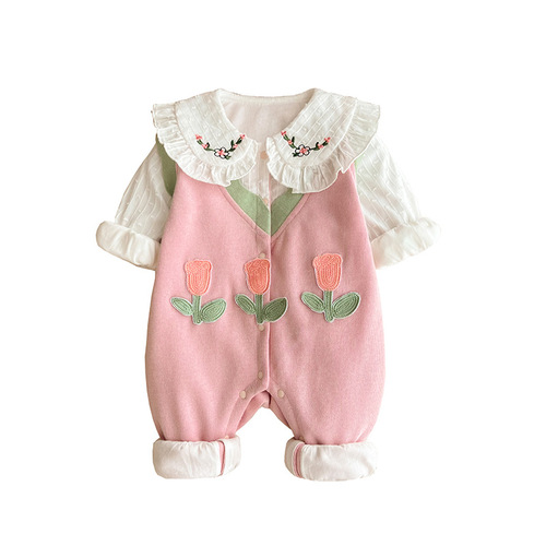 Baby clothes autumn set new born onesie for girls super cute princess style onesie for first month and hundredth day celebration outdoor crawling suit