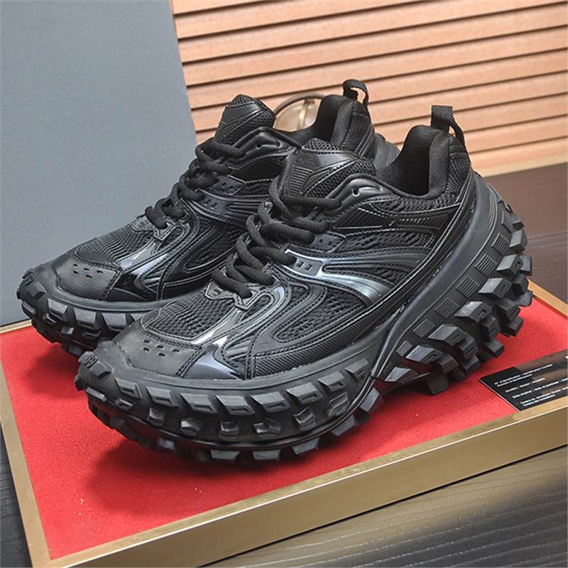 老爹鞋男2025新款真皮拼接网面透气轮胎厚底增高时尚运动休闲鞋男