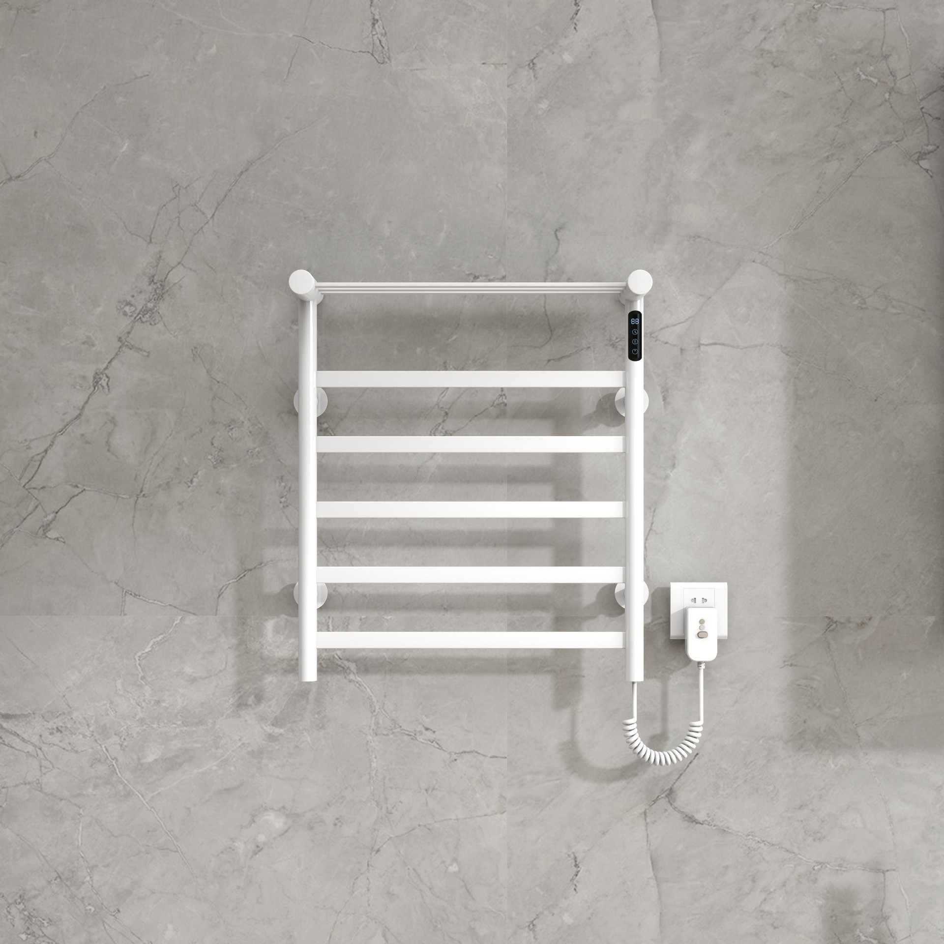 espacio transfronterizo aluminio inteligente toalla de calentamiento eléctrico calefacción de temperatura constante inodoro sin perforación estante giratorio de acero inoxidable