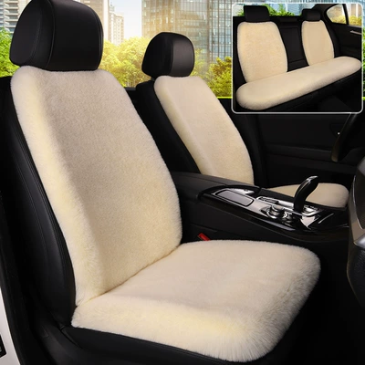 Car Seat Cushion Winter Plush Wool Car Pad Short Faux Rabbit Fur Warm Car Interior Small Waist Car Seat Cover Goddess Style (Avtomobil döşəmə paspasları) - warm-rice-upgraded-thickened-seven-piece-set-five-seats