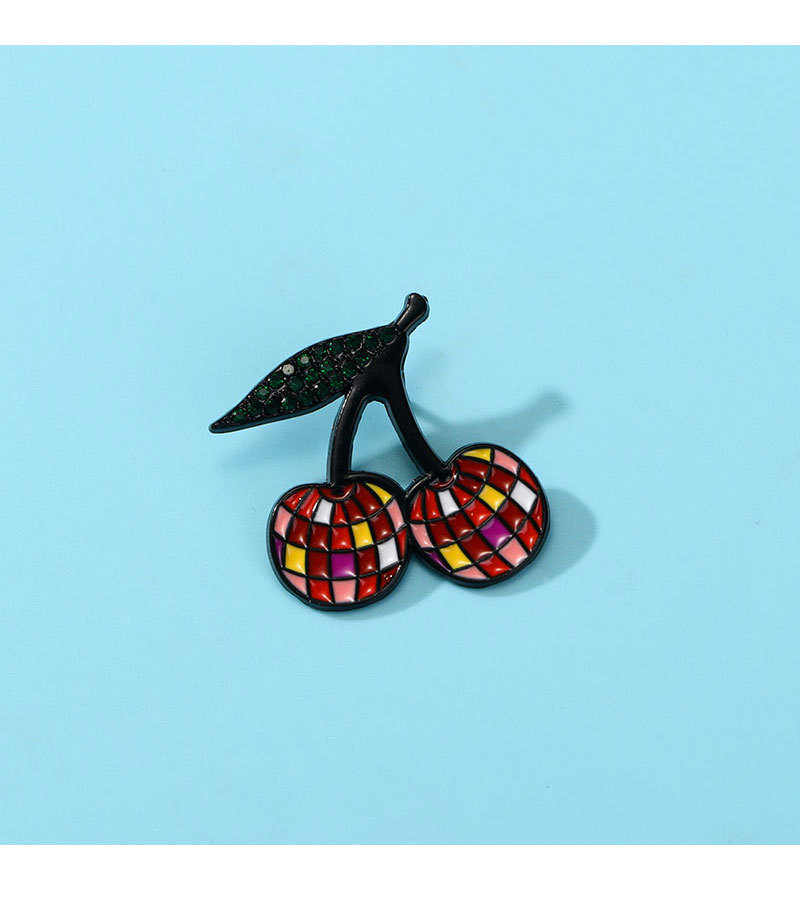 Cherry, disco ball Pattern Cute Pin Cherry Disco Ball Alloy Enamel Unisex Brooches