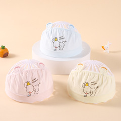 新生兒夏季薄款透氣護鹵門男女寶寶卡通圖案空頂胎帽嬰兒帽子批發