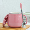 Coffee cup with a spoon with spoon breakfast cup color glaze Mark cup logo creative zakka milk cup