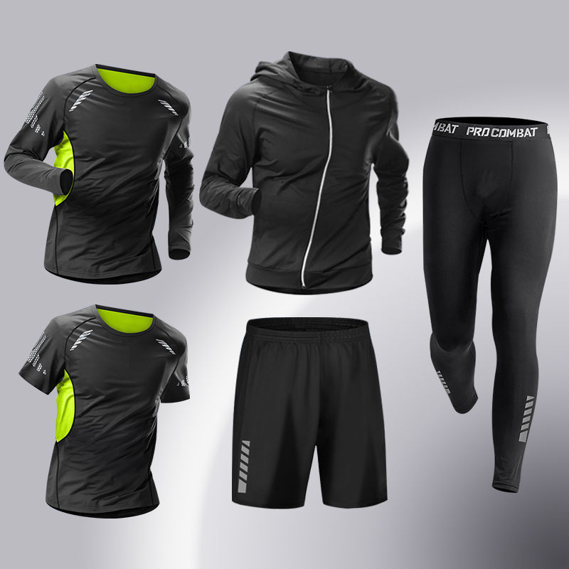 Ropa de fitness para hombres, traje de entrenamiento de baloncesto de alta elasticidad, traje deportivo de secado rápido, traje deportivo de corrida de la mañana, traje deportivo de bicicleta