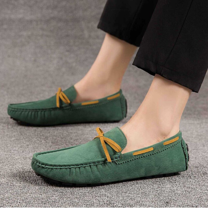 Cross-Border Men's Suede Leather Tassel Business Beanie Shoes, Lightweight Slip-On Loafers, Simple and Fashionable Large Size Men's Shoes