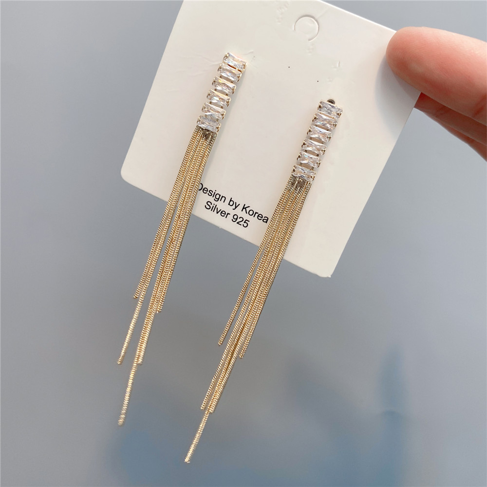 Full Diamond Tassel Earrings display picture 14