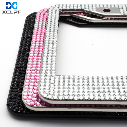 Amazon stainless steel license plate frame with diamond license plate frame US standard diamond license plate frame modified black pink and white diamond license plate holder