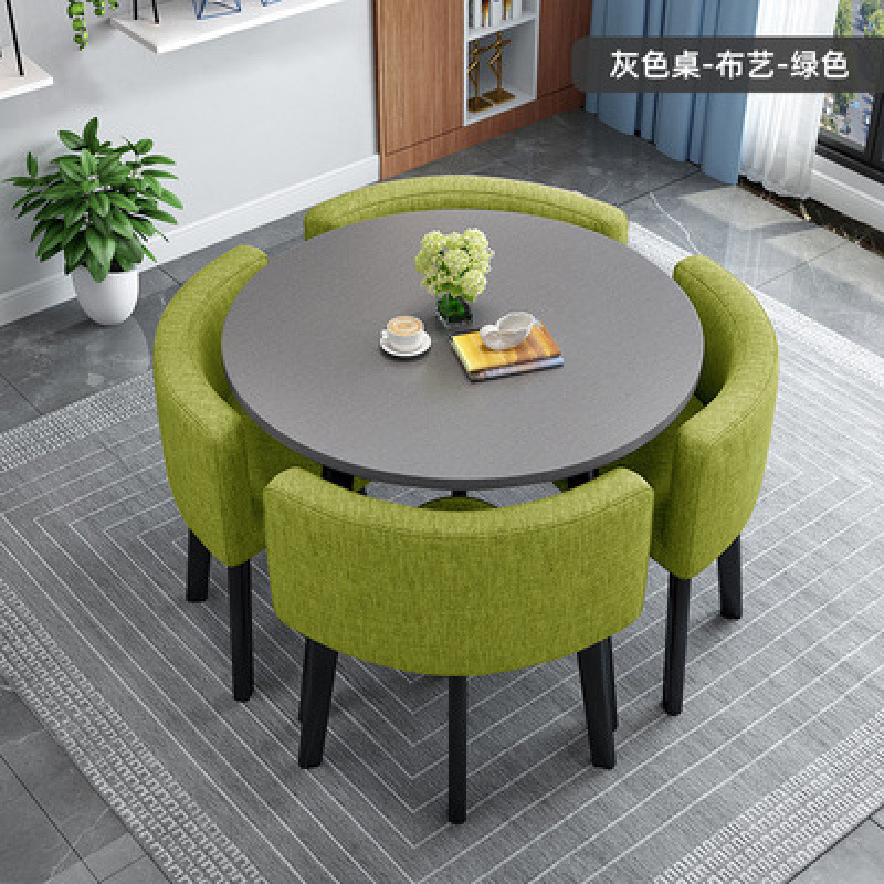 可收纳餐桌家用小户型公寓饭桌商店铺面洽谈桌椅组合会客接待圆桌|undefined