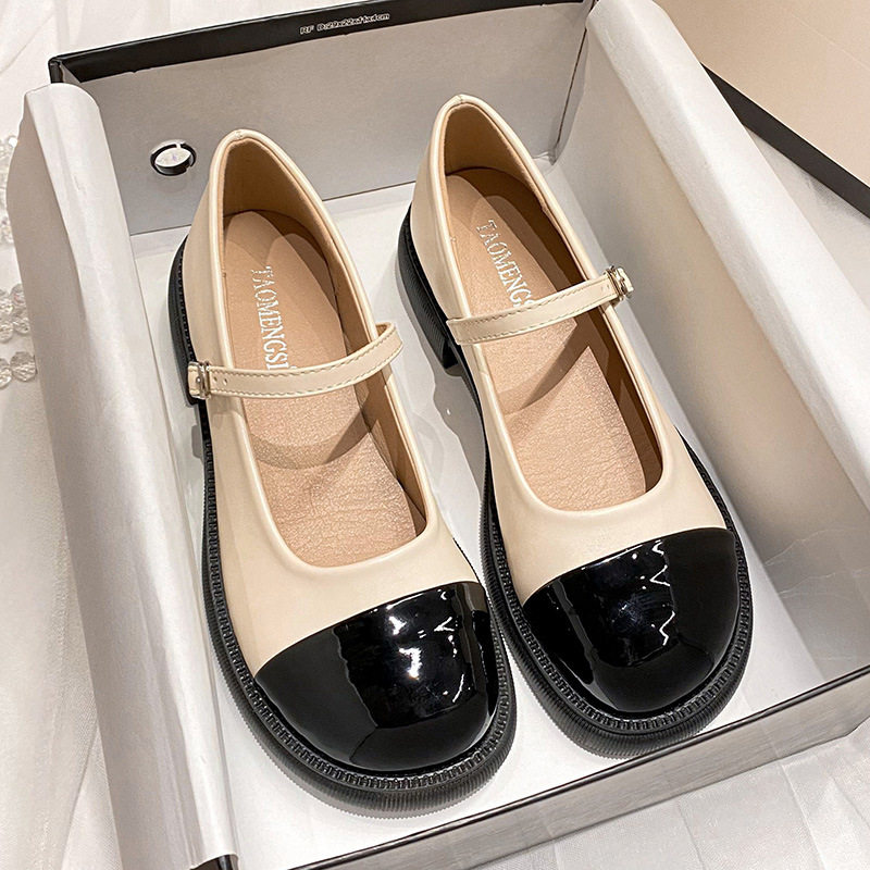 Giày Mary Jane nữ quai ngang gót vuông đế dày, mũi tròn, gót 3–5 cm — Màu mơ, Màu đen