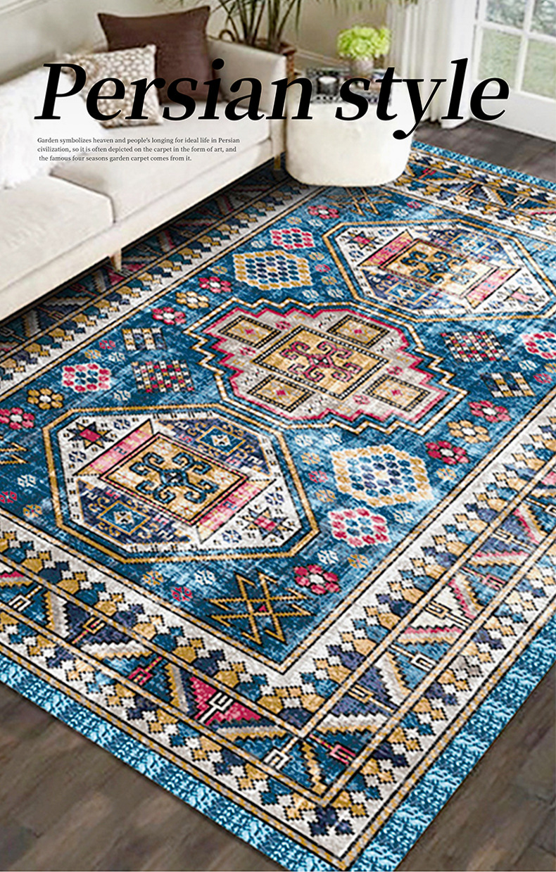 波斯客厅地毯,复古民族风地毯,欧美地毯,波西米亚卧室床边毯,条纹地毯