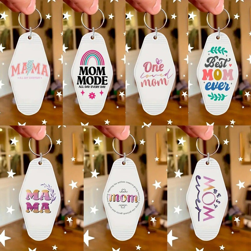 European and American Mom Hotel Brand Keychain Retro Motel Number Plate Keychain Mother's Day Rhombus Keychain