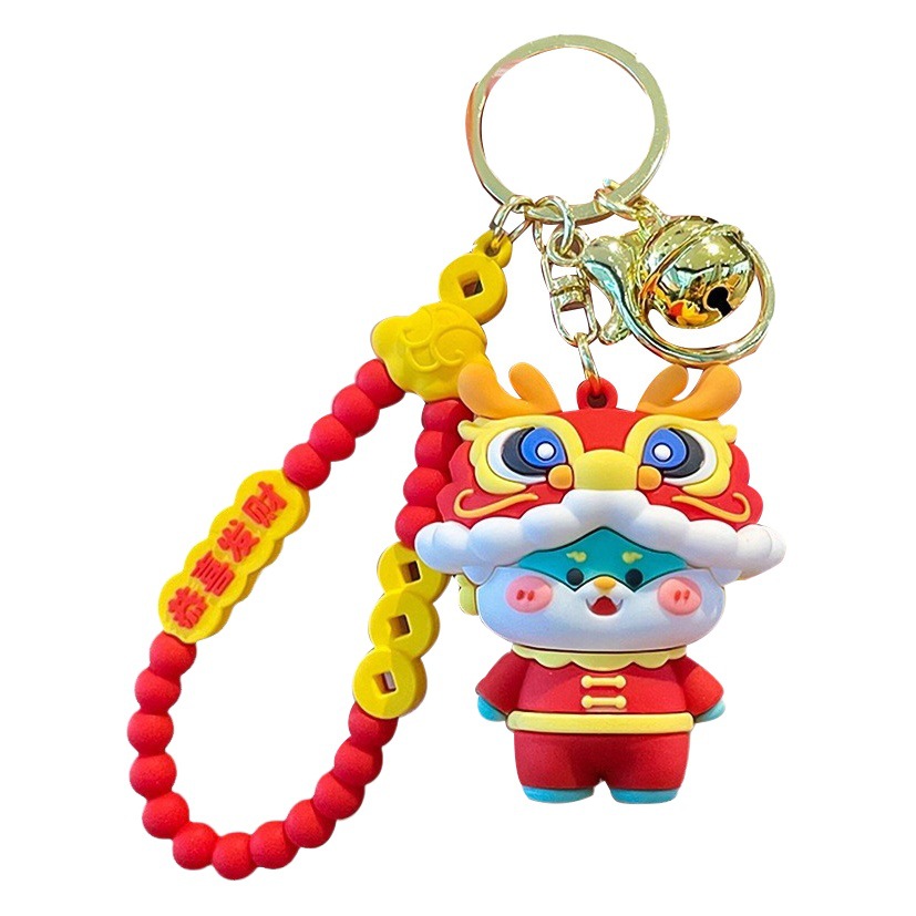 Nuevo dragón año llavero nacional moda Zodiaco colgante lindo pareja muñeca coche llavero Año Nuevo pequeño regalo