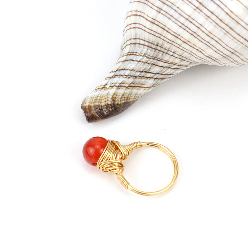 Retro Geometric Agate Plating Rings 1 Piece