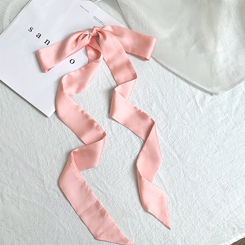 Pañuelo de seda de tira larga, sentido avanzado, nuevo color caramelo, color sólido, bufanda estrecha y versátil, cinta decorativa para el cabello, cinta para atar, cinta