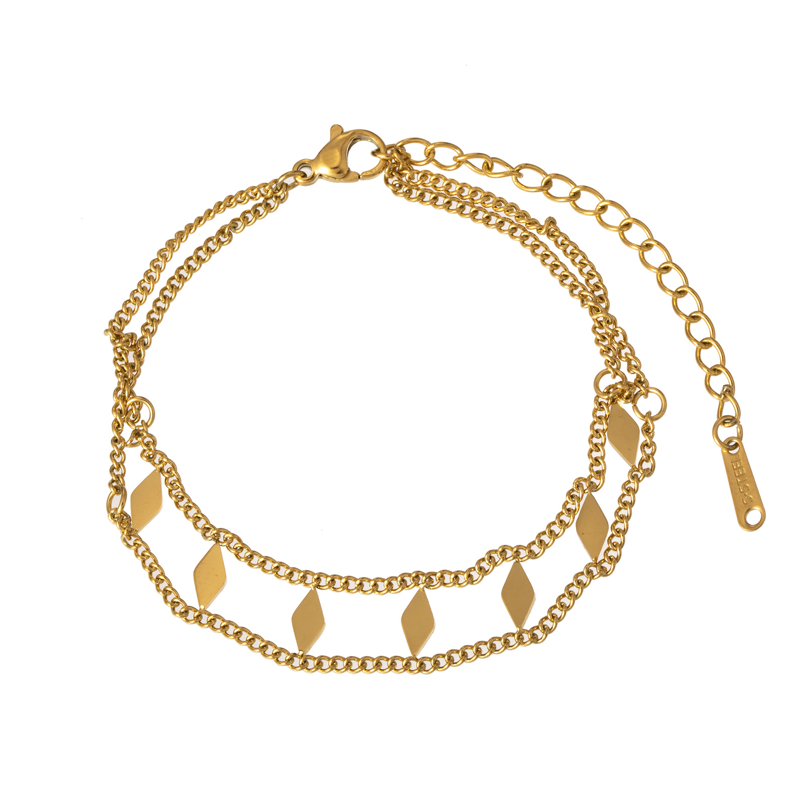 Simple Style Rhombus Titanium Steel Plating Bracelets 1 Piece