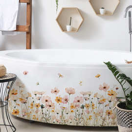 雏菊花朵植物踢脚线装饰贴画浴室玻璃清新花墙贴壁画贴纸 69055