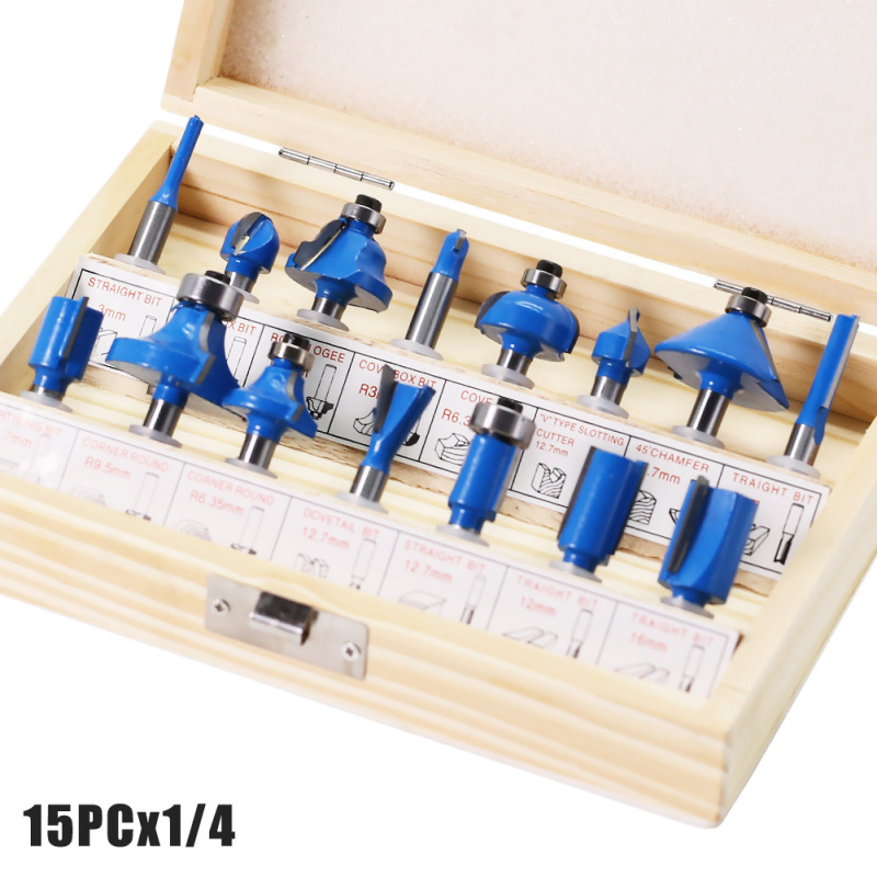 15 個セット 1/4 ハンドル 1/2 ハンドル 8 ハンドル 6 ハンドル木工フライスカッターセットトリミングマシン 12 個セット木工スロッティングフライスカッター|undefined