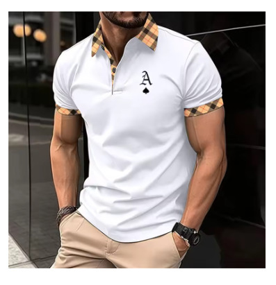 Men's Clothing Slim Fit Short Sleeve Shirt With Fashion Lapel - Breathable Cotton Blend Style T-Shirt_viptrois.com