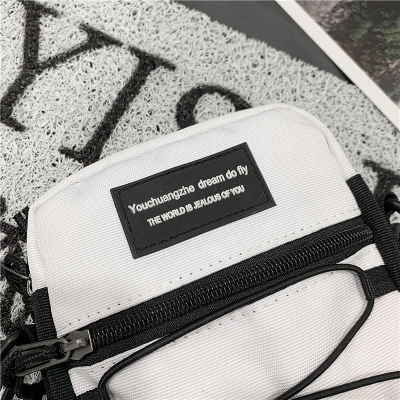 67g Weight Zipper Closure Type Single Shoulder Strap Strap Type Crossbody Bag Bags Type Nylon Material Letter Pattern Streetwear Style Square Shape Khaki, Light Grey, White, Black Color Small Size Small Nylon Letter Streetwear Square Zipper Crossbody Bag 84
