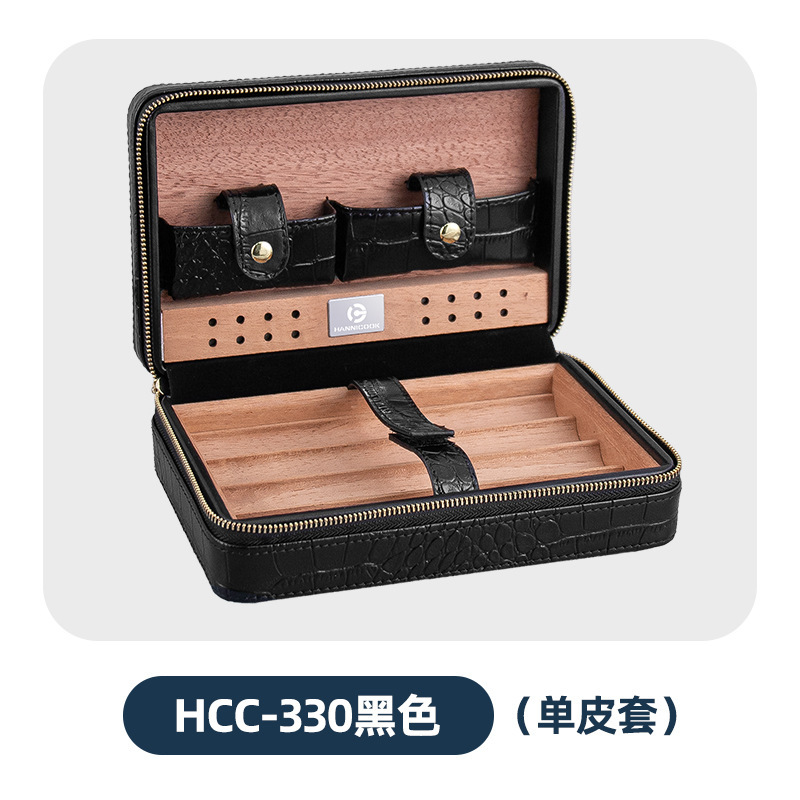 Hannikokシガー皮カバーシダーウッド内張り4本入り旅行服保湿シガー携帯ケース保湿バッグ|undefined