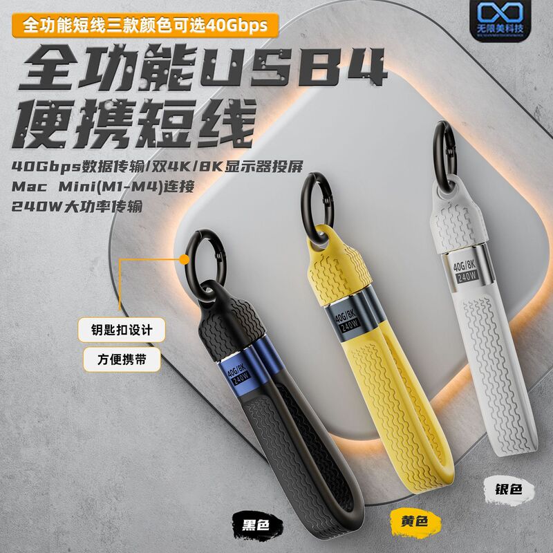 Usb4 Data Cable Pd240W Fast Charging Fpc Flexible Cable Compatible with Thunderbolt 4/3 Fully Compatible with 40Gb Transmission 8K Video