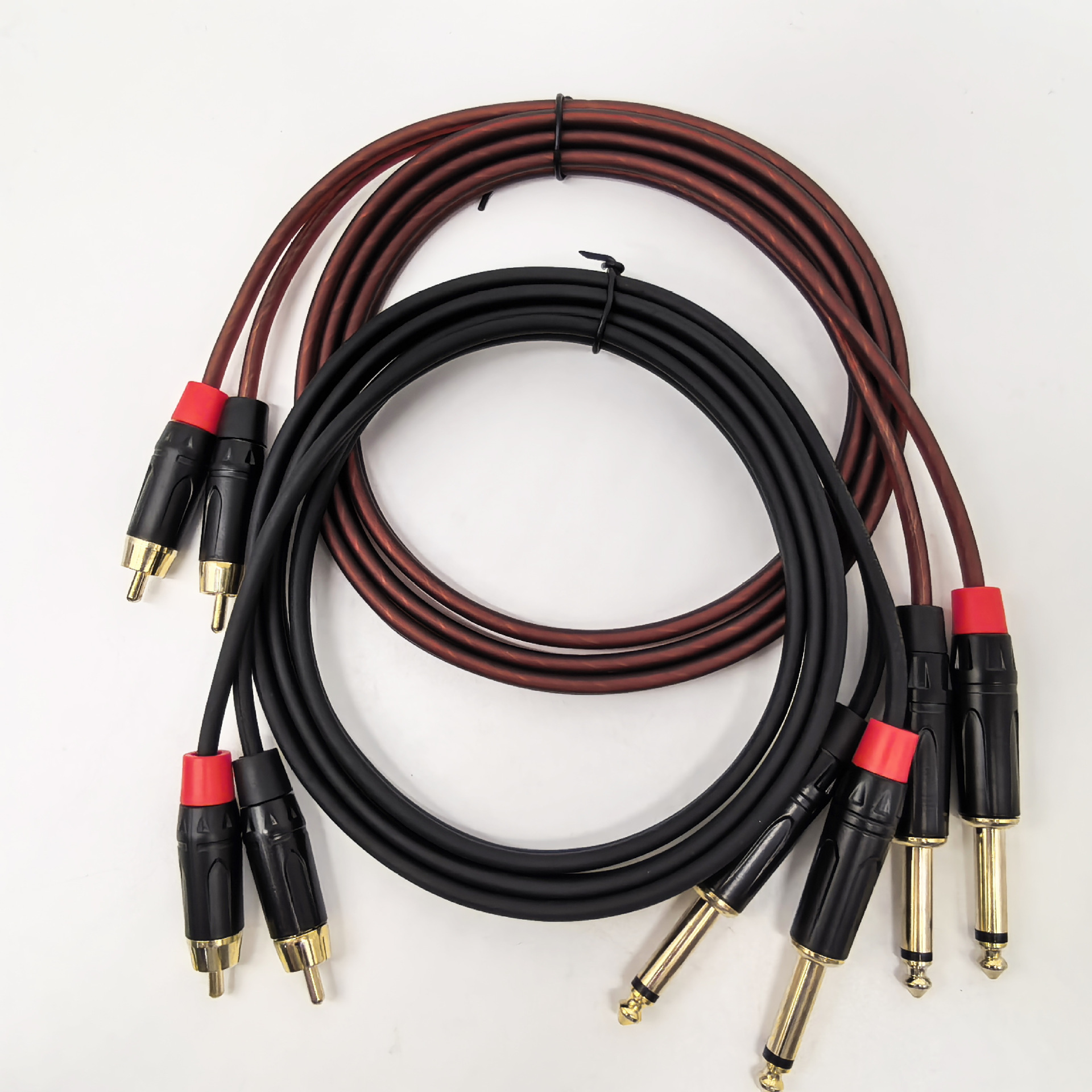 供应1.5米2个单声道6.35转2RCA音频线 双莲花对双6.5二对二连接线