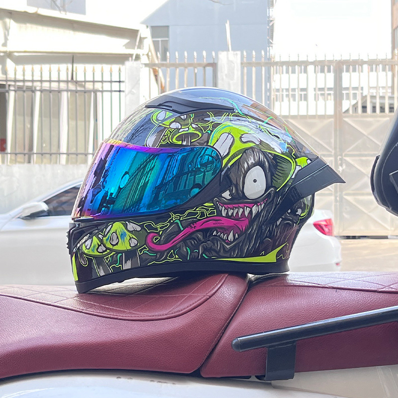 El casco completo del casco de la cola grande de la motocicleta Jiekai se puede instalar con auriculares Bluetooth