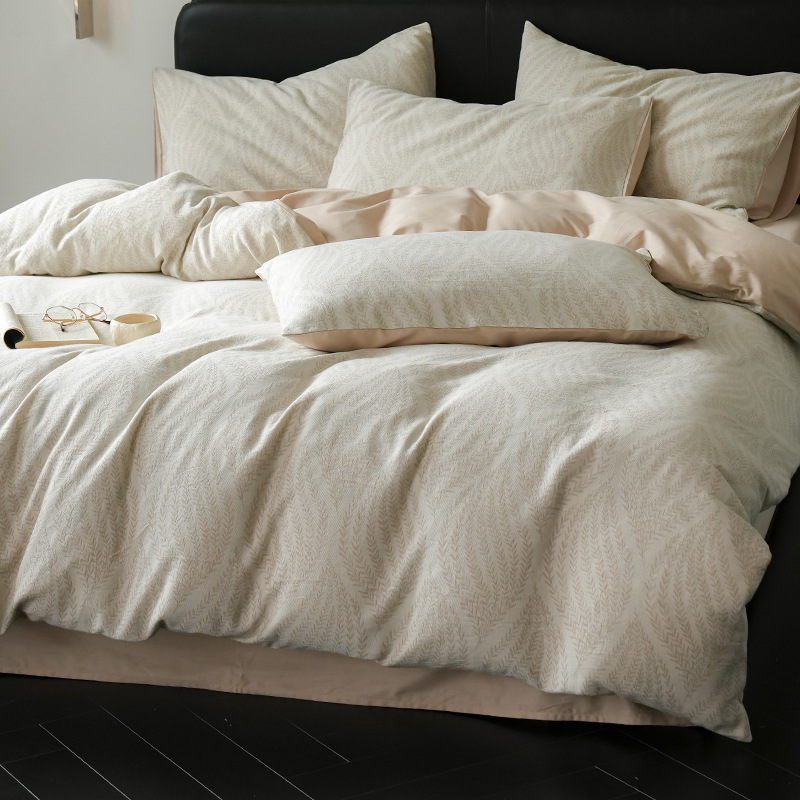 Jacquard de lujo ligero de tres capas de hilo de algodón cama de cuatro piezas de algodón de alta calidad sábanas de cama de tres piezas de cama