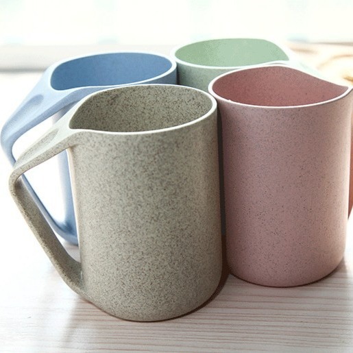 可降解秸秆塑料牙刷口杯套装小麦秸秆纤维生物材料pvc透明胶塞