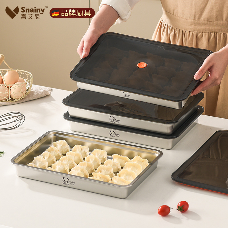 316 Food-Grade Dumpling Box, Freezer Storage Box, Refrigerator Storage Box, Thickened Kitchen 316 Stainless Steel Dumpling Tray