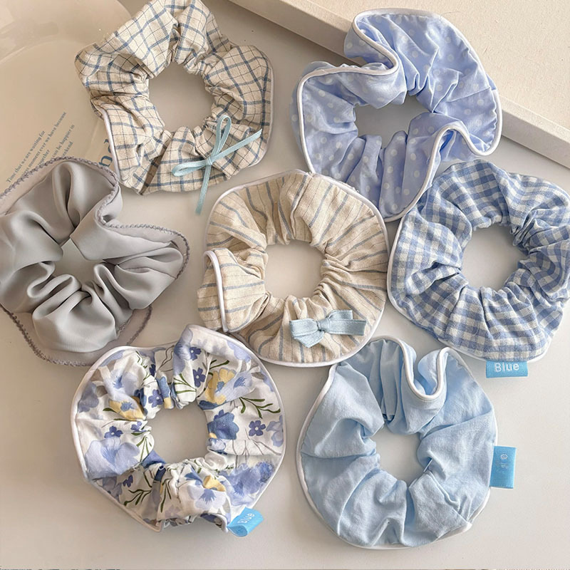 Haiyan Blue Ballet Style Bow Large Intestine Circle Internet Red Hair Circle Ball Hair Rope Hair Accessories Headdress_voghion.com