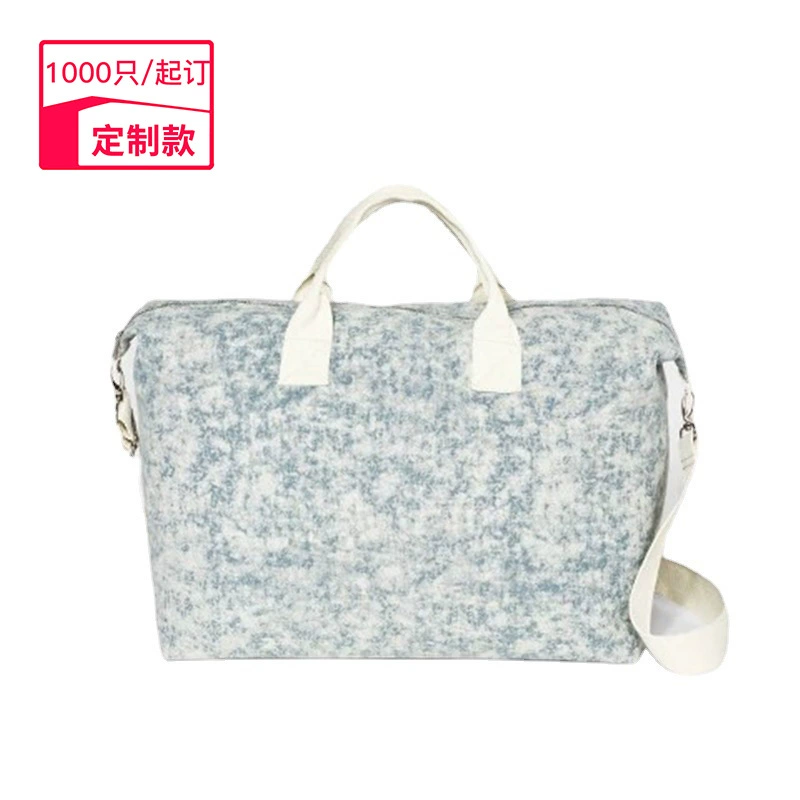 Модная джинсовая вместительная дорожная сумка, organizer bag для путешествий, спортивная сумка, индивидуальная пошивка, со снежинками