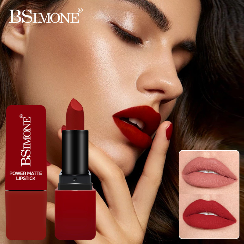 Lápiz labial mate transfronterizo, textura sedosa y difuminada, lápiz labial de larga duración a prueba de besos, productos de belleza populares, venta al por mayor multicolor.