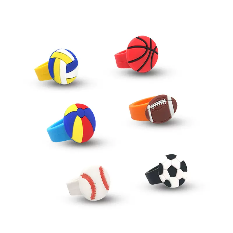 跨境卡通篮球硅胶戒指儿童球类戒圈指环可爱手饰饰品配饰礼品批发