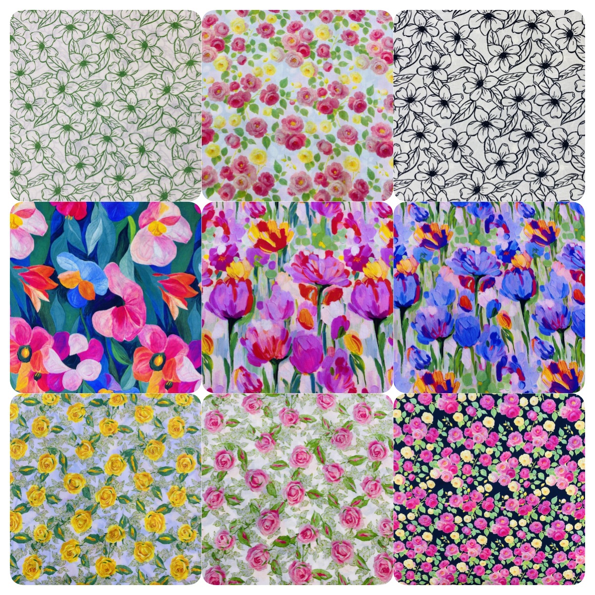 田园风小清新数码印花布 全棉60支高密府绸印玫瑰花 服装面料