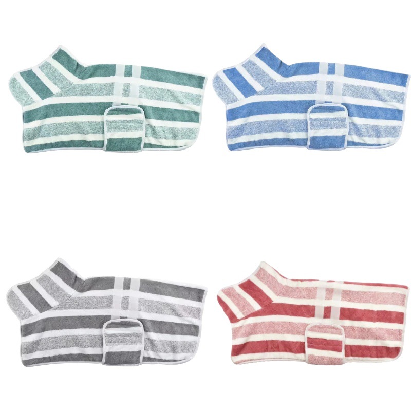 Cross-Border Pet Quick-Drying Bathrobe, Dog Absorbent Wearable Bath Towel, Large Dog Bathing Cleaning Hooded Towel, Home Wear