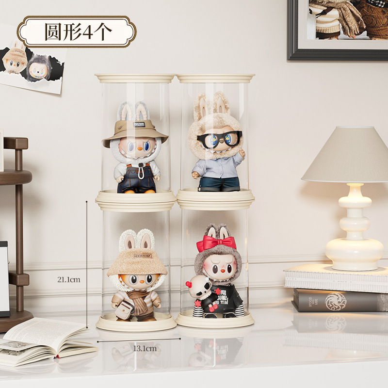 罗马柱盲盒收纳展示架单个labubu搪胶娃娃手办透明防尘展示柜盒子|undefined