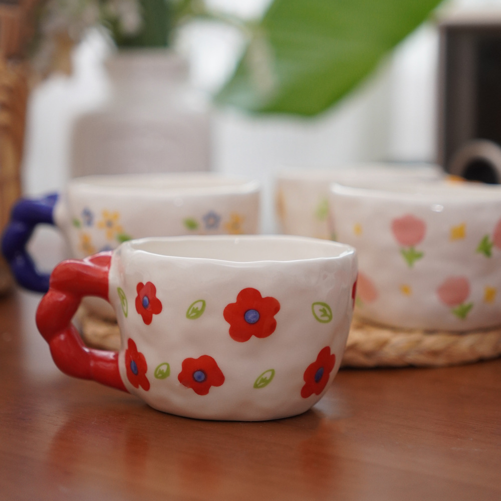 Tazza da caffè in ceramica dipinta a mano, stile Ins, design, latte macchiato, irregolare, spremuta a mano, tazza da acqua creativa per coppie._voghion.com