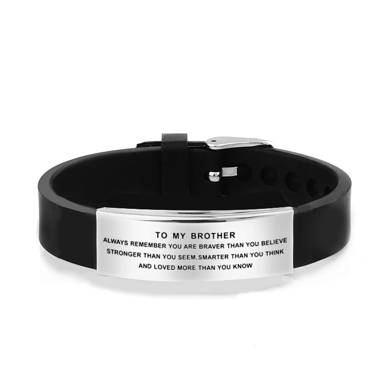 Simple Style Letter Stainless Steel Silica Gel Menu0027S Bangle