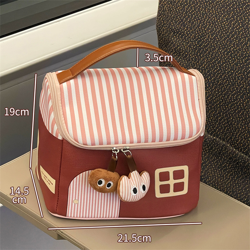 Bolsa de cosméticos de casa pequeña marrón