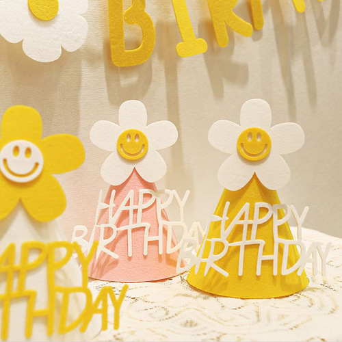 Felt hat children's first birthday non-woven hat party yellow crown decorative hat diy crown props